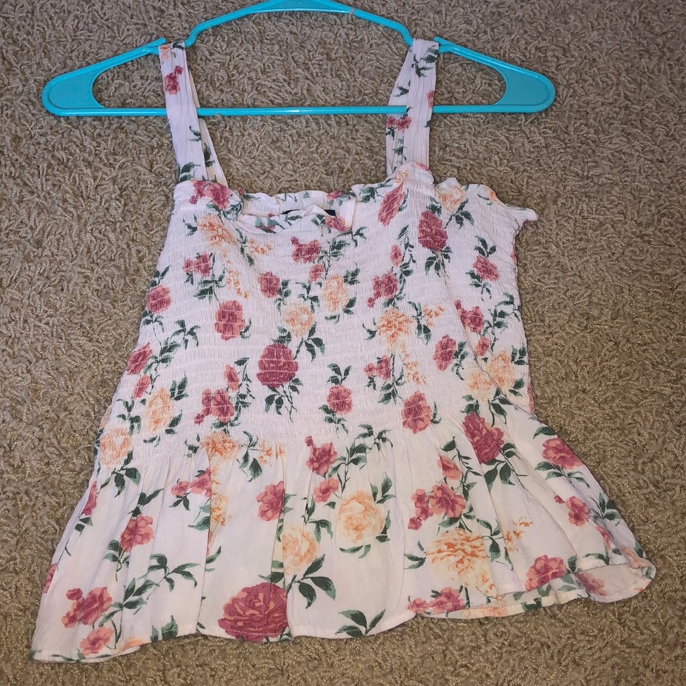 white floral tank top